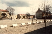 Vy över kvarteret Mållan mor sydöst från Lövstagatan 16, 1982