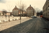 Vy över kvarteret Mållan söderut mot Markgatan, 1982