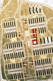 Skiss över bostadsområde i Brickebacken inför projektering, 1968