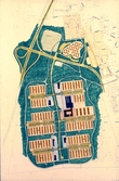 Ritning över bostadsområde i Brickebacken inför projektering, 1968