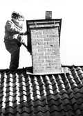 Bisvärm i skorsten i Yxtabacken i Hovsta, 1970-tal