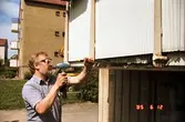 Reparation av skada på balkong i Stjärnhusen, 1985-06-12