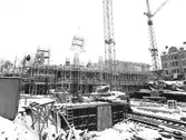 Byggnation av lågdelen av Krämaren, februari 1961