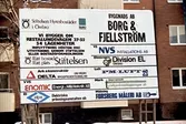 Entreprenörsskyltar vid Restalundsvägen, 1985