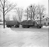 Lastbil med släp tillhörande Gustaf Ehlins Åkeri (GE)
