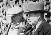 Högberg och Anton Jansson framför vedtrave i Latorp i Tyssline 1954