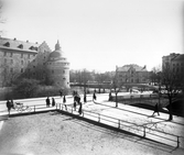 Vy mot Örebro slott och slottskvarnen, före 1927