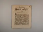 Tidning. Stockholms Sqwallerbytta N:o 1 och 2. Tryckt hos Wennberg och Nordström år 1772.