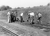 Banarbetare arbetar på banan i Adolfsberg, 1950-tal