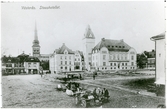 Västerås.
Stora torget iordningställs efter byggandet av stadshotellet, 1908.