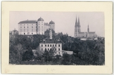 Vy över Akademiska sjukhuset, slottet och domkyrkan, Uppsala