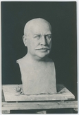 Porträtt på Calle Gustafsson, född i Byarum död. 13 sept 1871. Metallarbetare. Drätselkammarens ordförande i Jönköping.