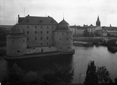 Vy över Örebro Slott från centralpalatset, 1930-tal