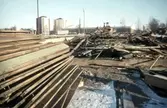 Rivning av läktare på Eyravallen, 1973