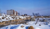 Byggnation av vinterstadion under vintern, 1963