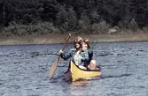 Paddling i Svartån vid Hästhagen, 1970-tal