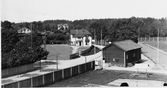 Utsikt från tennispaviljongens tak mot Kungsbäcksvägen.