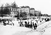 Skridskobana på Gavleån, 1920-talet. Hembygdsföreningen Gävle Gille. Medlemskort år 1975