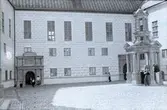 Kalmar slott. Södra fasaden med återställd kvaderstensmålning.