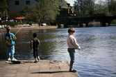 Fiske i Svartån vid centralparken, 1989