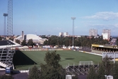 Fotbollsplanen Eyravallen framför Idrottshuset, 1975-1980