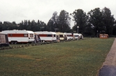 Flera husvagnar och ett tält Hampetorps camping, 1980-tal