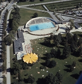 Flygfoto över Gustavsviksbadet, 1980-tal