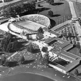 Flygfoto över Gustavsviksbadet, 1980-tal