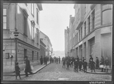 Bokhållaregatan i Linköping. Vy mot Stora torget.