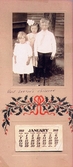 Tre av Gustaf Larssons barn på almanacka, 1912