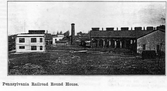 Järnvägsstation med lokstall, Pennsylvania, USA, 1905
