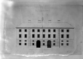 C. Hårlemans ritning till modernisering av Västerås slott 1750. Östra längans ytterfasad.