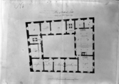 Västerås slott. Planritning av våningen två trappor upp. Uppmätning P.W. Palmroth 1814.