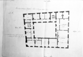 Västerås slott. Planritning av våningen tre trappor upp, ny inredning, Uppmätning och alternativförslag P.W. Palmroth 1814.