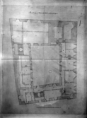 Västerås slott. Planritning av andra våningen (=en trappa upp). Uppmätning L.P. Nordstedt 1842.