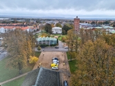 Vänersborgs kyrka. Utsikt över Vänersborgs museum från kyrktornet