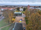 Vänersborgs kyrka. Utsikt över Vänersborgs museum från kyrktornet