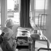 Bakande barn på daghem i Varberga, oktober 1967