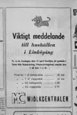 Annons för TetraPak i tidningen Östgöten från Mjölkcentralen