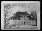 Akvarell av Ferdinand Boberg. Herrgården Lindö, Kärrbo, Västmanland.