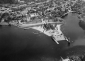 Flygfoto över Falun år 1953. Kolgårdsbadet