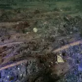 En blykula 2 cm i diameter. Ligger löst på skrovsidan.