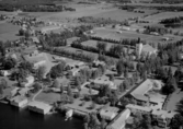 Flygfoto över Grangärde. Grangärde kyrka år 1965.