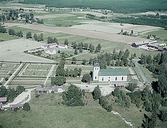 Flygfoto över Gagnef och kyrkan 1966.