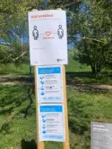 Informationsskylt om Corona