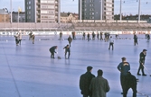 Övning i curling på Vinterstadion, 1965