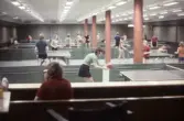 Tävling i bordtennis i idrottshuset, 1970-tal