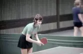 Deltagare i bordtennismatch i Idrottshuset, 1970-tal