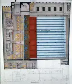 Ritning till Bowlinghallen i A-huset, 1970