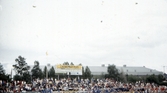 Läktaren fylld vid gymnastikspelen på Eyravallen, 1983